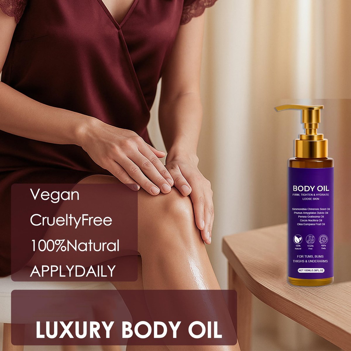 Zotreval Body Firming Oil – Luxury Firming & Hydrating Body Serum for Crepe Skin with Vitamin E & Sweet Almond Oil Avelisse