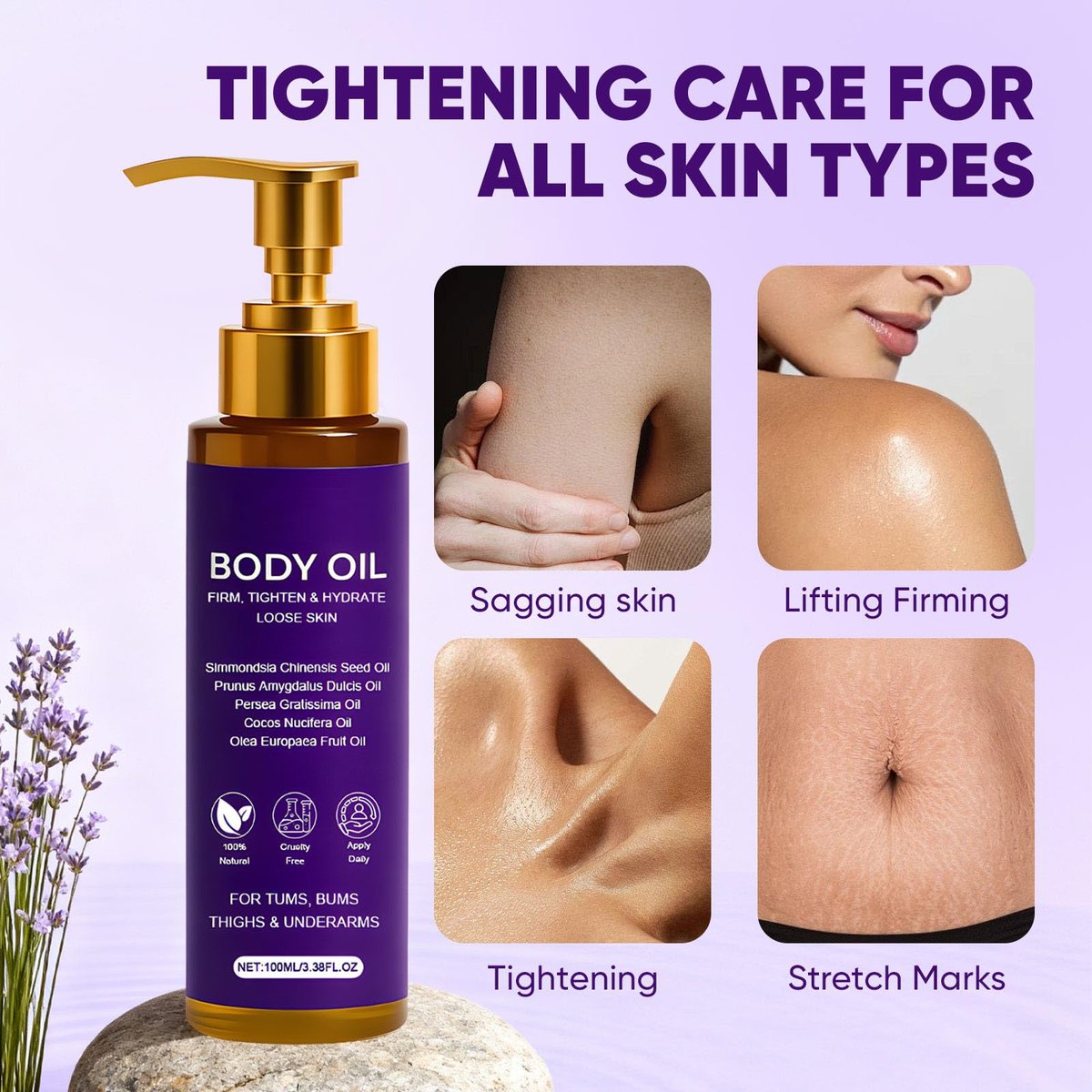 Zotreval Body Firming Oil – Luxury Firming & Hydrating Body Serum for Crepe Skin with Vitamin E & Sweet Almond Oil Avelisse