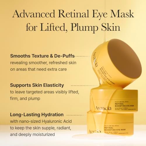 ARENCIA Retinal Boosting Eye Patch – Hydrogel Under Eye Mask with Peptides for Dark Circles, Puffiness & Fine Lines (60 Patches) Avelisse