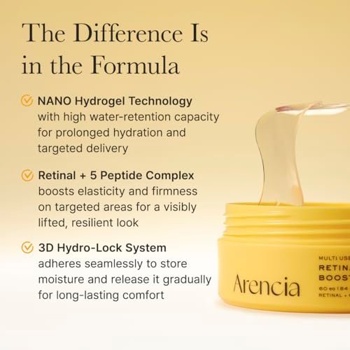 ARENCIA Retinal Boosting Eye Patch – Hydrogel Under Eye Mask with Peptides for Dark Circles, Puffiness & Fine Lines (60 Patches) Avelisse