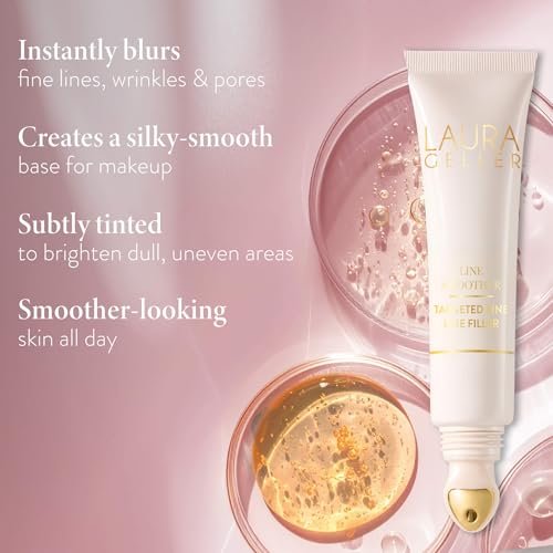 LAURA GELLER Line Smoother Targeted Fine Line Blurring Primer | Wrinkles & Pores, Subtly Tinted, with Vitamin C & Niacinamide for Mature Skin Avelisse