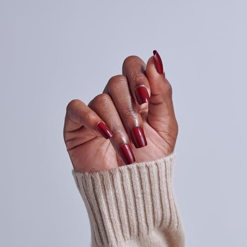 KISS Core Press On Nails Sprightly Red Short Squoval – 32 Nails with Glue, File & Stick Avelisse