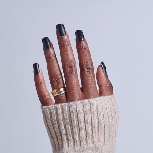 KISS Press On Nails 'Photogenic' – Black Short Squoval Nails with Glue, 32-Piece Kit Avelisse