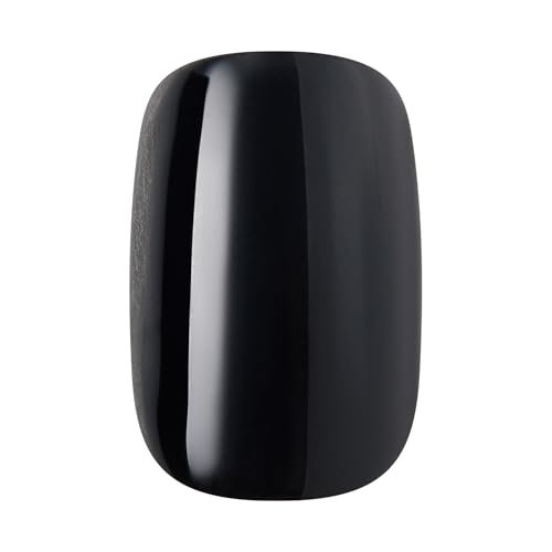 KISS Press On Nails 'Photogenic' – Black Short Squoval Nails with Glue, 32-Piece Kit Avelisse