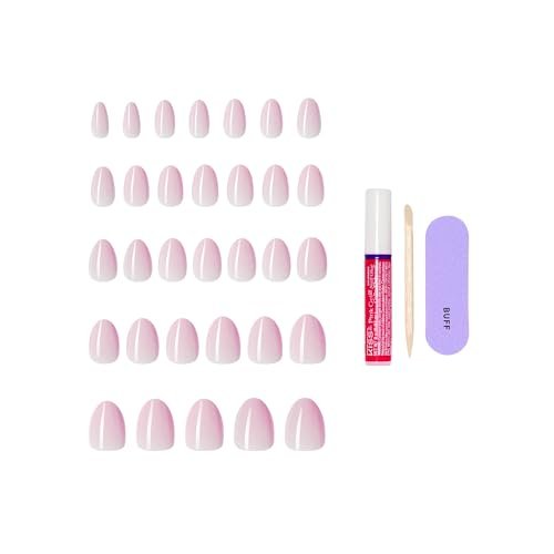 KISS CORE Press On Nails - Euphonious Pink, Short Almond Shape, 32 Nails with Glue, Manicure Stick & Mini File - görsel 8