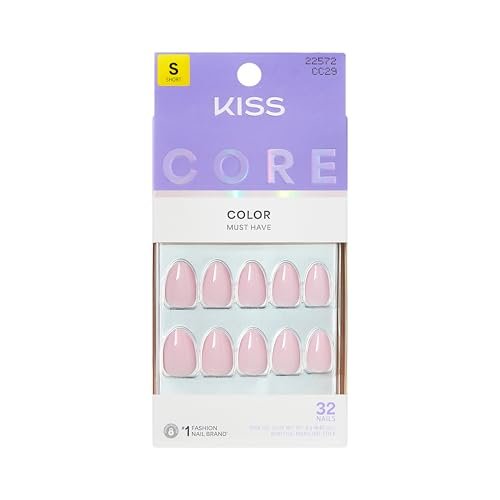 KISS CORE Press On Nails - Euphonious Pink, Short Almond Shape, 32 Nails with Glue, Manicure Stick & Mini File - görsel 2