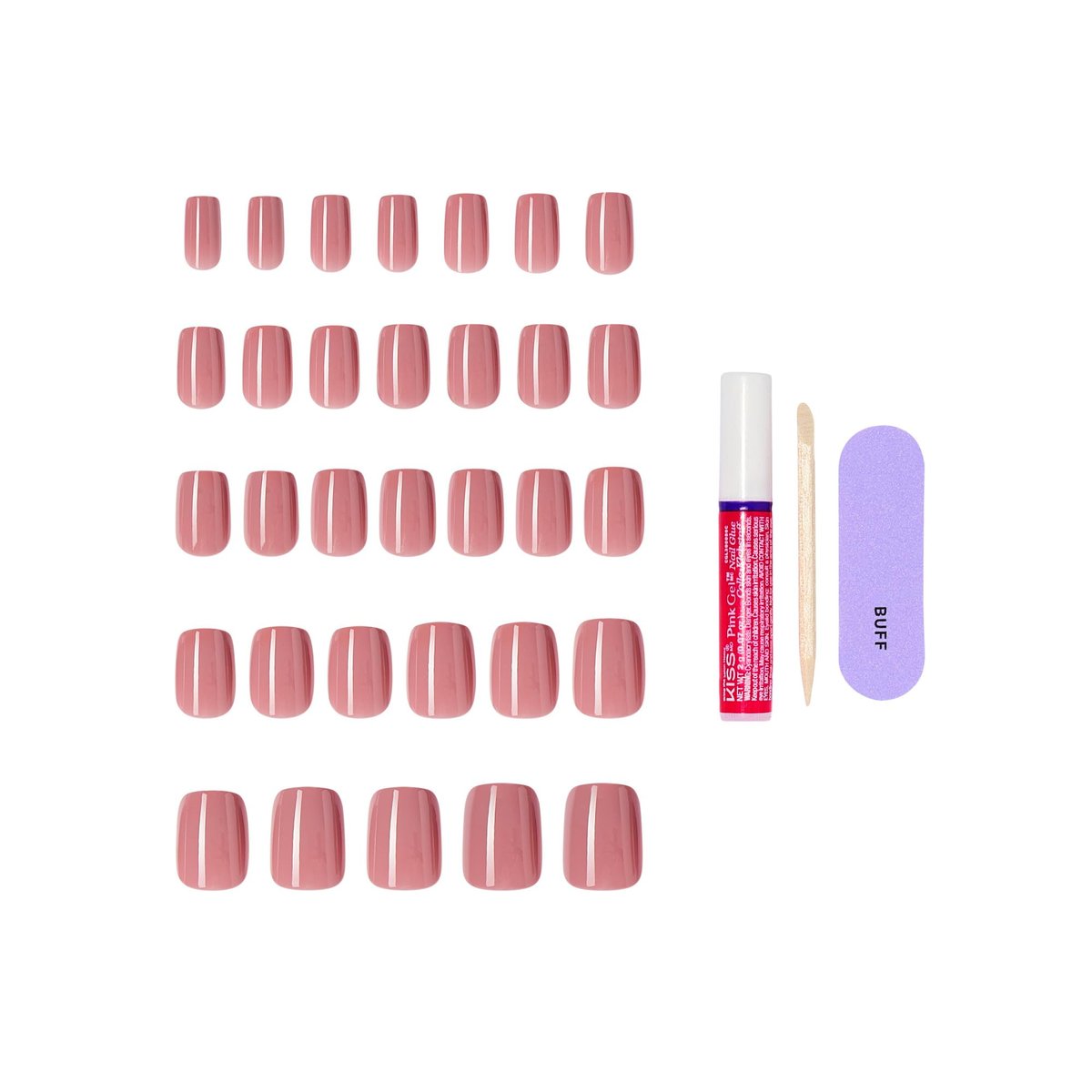 KISS CORE Press On Nails - Felicity - Short Pink Squoval - 32 Nails with Glue, File & Stick - görsel 7