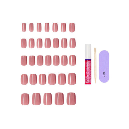 KISS CORE Press On Nails - Felicity - Short Pink Squoval - 32 Nails with Glue, File & Stick