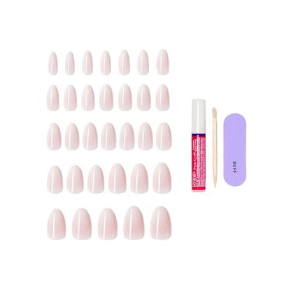 KISS Core Press On Nails 'Dulcet' - Pink Almond Medium - 32 Nails with Glue, Stick & File Avelisse
