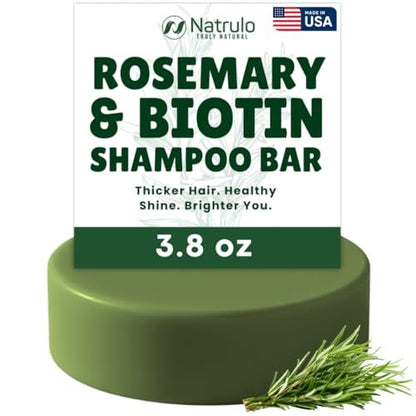 Rosemary Biotin Shampoo Bar – Natural Hair Growth & Thickening Solid Shampoo for Women & Men – Zero Plastic, Made in USA