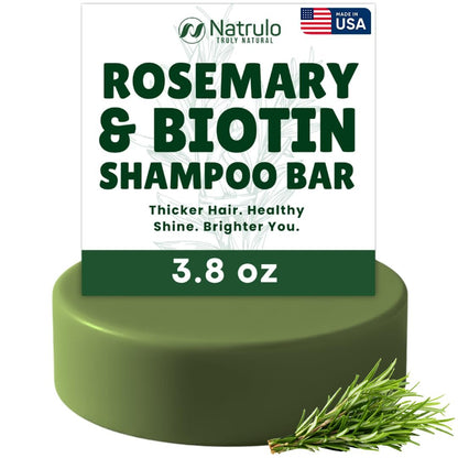 Rosemary Biotin Shampoo Bar – Natural Hair Growth & Thickening Solid Shampoo for Women & Men – Zero Plastic, Made in USA