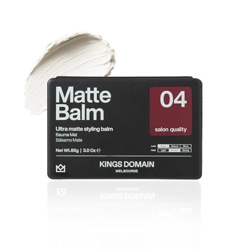 Kings Domain Melbourne Matte Balm | Ultra Matte Hair Paste for Men | Medium Hold Styling Balm | Smooth Frizz-Free Control | 3oz Salon Quality - görsel 2