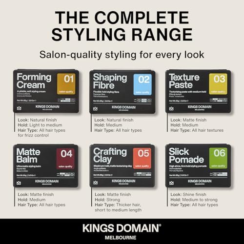 Kings Domain Melbourne Matte Balm | Ultra Matte Hair Paste for Men | Medium Hold Styling Balm | Smooth Frizz-Free Control | 3oz Salon Quality - görsel 18