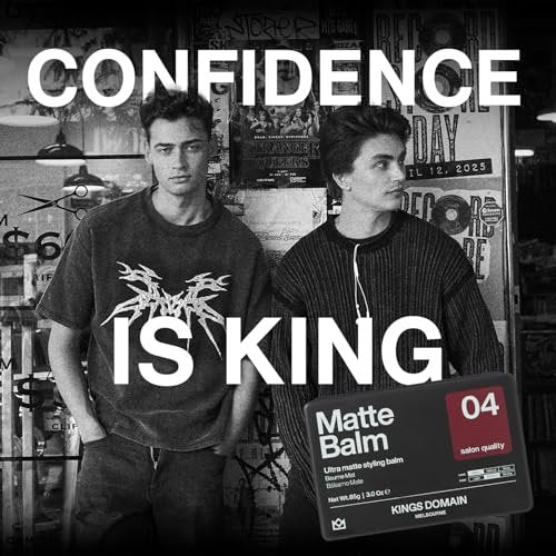 Kings Domain Melbourne Matte Balm | Ultra Matte Hair Paste for Men | Medium Hold Styling Balm | Smooth Frizz-Free Control | 3oz Salon Quality - görsel 12