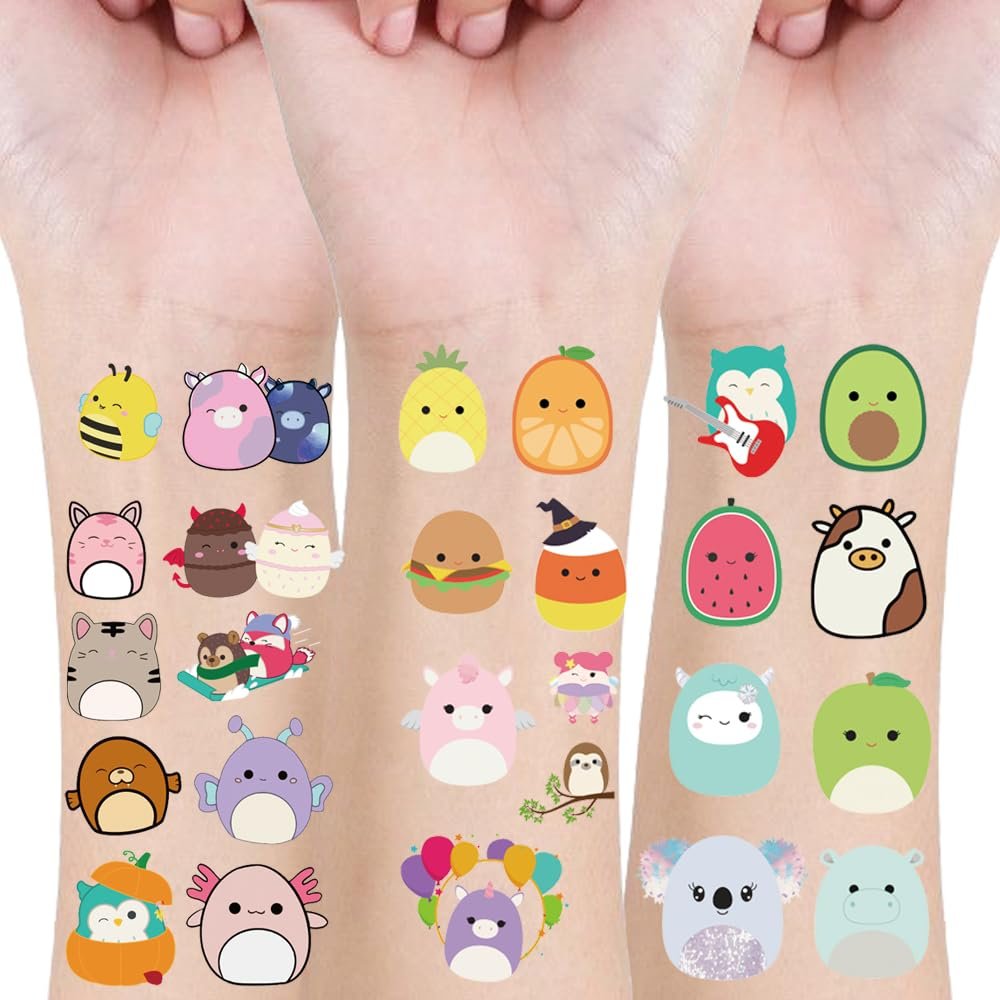 70 Pcs Cute Animal Theme Temporary Tattoos for Kids Party Favors, Goodie Bag Fillers, Body Art Stickers - görsel 1