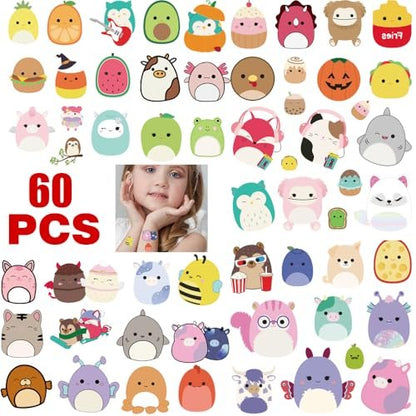 70 Pcs Cute Animal Theme Temporary Tattoos for Kids Party Favors, Goodie Bag Fillers, Body Art Stickers