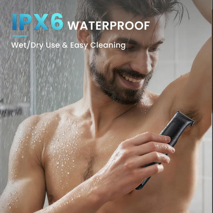 MAXGROOM Body Hair Trimmer for Men – 3-in-1 Groin, Pubic & Ball Trimmer with Skin Safe No-Nick Blades, IPX6 Waterproof Wet/Dry Electric Shaver for Chest, Underarms, Legs, USB-C Rechargeable Grooming Kit (Black) Avelisse