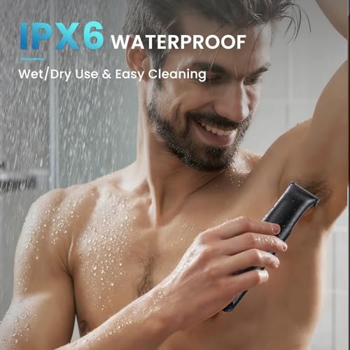 MAXGROOM Body Hair Trimmer for Men – 3-in-1 Groin, Pubic & Ball Trimmer with Skin Safe No-Nick Blades, IPX6 Waterproof Wet/Dry Electric Shaver for Chest, Underarms, Legs, USB-C Rechargeable Grooming Kit (Black) Avelisse