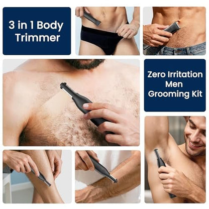 MAXGROOM Body Hair Trimmer for Men – 3-in-1 Groin, Pubic & Ball Trimmer with Skin Safe No-Nick Blades, IPX6 Waterproof Wet/Dry Electric Shaver for Chest, Underarms, Legs, USB-C Rechargeable Grooming Kit (Black) Avelisse