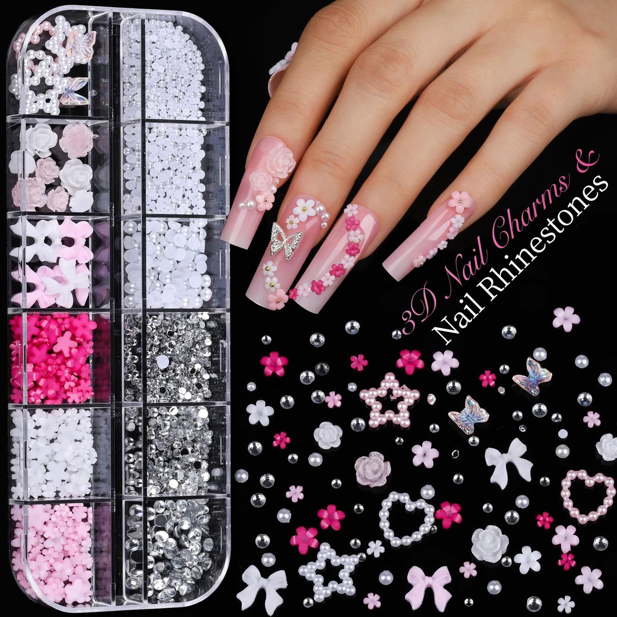 Teenitor Acrylic Nail Kit with Clear Coffin Nail Tips, Nail Charms, Gems, Stickers, Brushes, Dotting Tools, and Stand - DIY Press On Nails Kit for Beginners and Professionals Avelisse