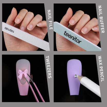 Teenitor Acrylic Nail Kit with Clear Coffin Nail Tips, Nail Charms, Gems, Stickers, Brushes, Dotting Tools, and Stand - DIY Press On Nails Kit for Beginners and Professionals Avelisse