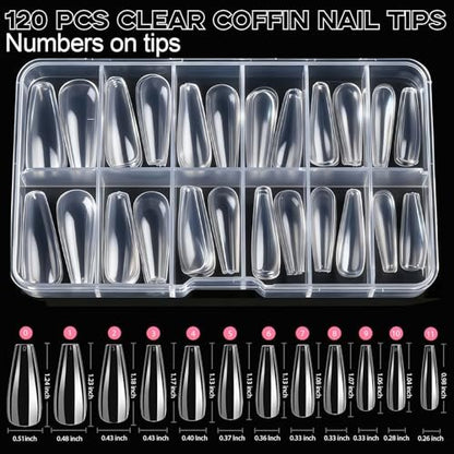 Teenitor Acrylic Nail Kit with Clear Coffin Nail Tips, Nail Charms, Gems, Stickers, Brushes, Dotting Tools, and Stand - DIY Press On Nails Kit for Beginners and Professionals Avelisse
