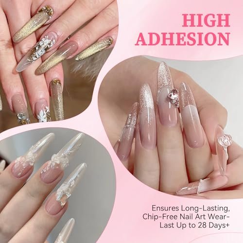 COLOURSMILE 30ML Super Strong Nail Rhinestone Glue - UV/LED Lamp Curing Adhesive Gel for 3D Nail Art Gems, Diamonds, Charms & Decorations | Salon & DIY Manicure Beauty Gift - görsel 6