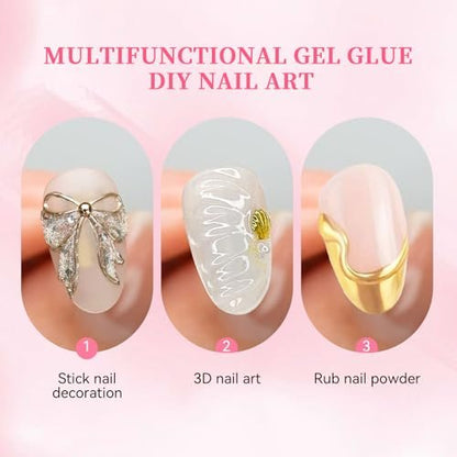 COLOURSMILE 30ML Super Strong Nail Rhinestone Glue - UV/LED Lamp Curing Adhesive Gel for 3D Nail Art Gems, Diamonds, Charms & Decorations | Salon & DIY Manicure Beauty Gift