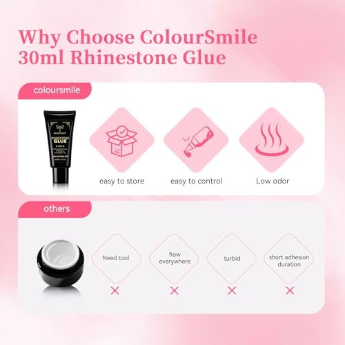 COLOURSMILE 30ML Super Strong Nail Rhinestone Glue - UV/LED Lamp Curing Adhesive Gel for 3D Nail Art Gems, Diamonds, Charms & Decorations | Salon & DIY Manicure Beauty Gift - görsel 14