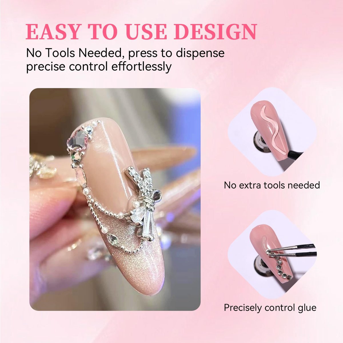 COLOURSMILE 30ML Super Strong Nail Rhinestone Glue - UV/LED Lamp Curing Adhesive Gel for 3D Nail Art Gems, Diamonds, Charms & Decorations | Salon & DIY Manicure Beauty Gift - görsel 9