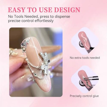 COLOURSMILE 30ML Super Strong Nail Rhinestone Glue - UV/LED Lamp Curing Adhesive Gel for 3D Nail Art Gems, Diamonds, Charms & Decorations | Salon & DIY Manicure Beauty Gift