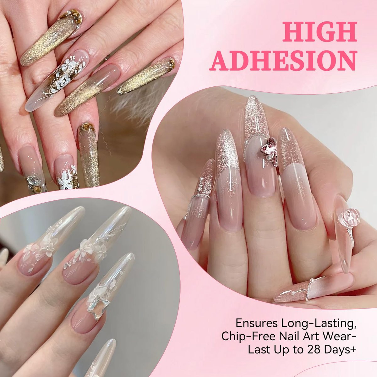 COLOURSMILE 30ML Super Strong Nail Rhinestone Glue - UV/LED Lamp Curing Adhesive Gel for 3D Nail Art Gems, Diamonds, Charms & Decorations | Salon & DIY Manicure Beauty Gift - görsel 5