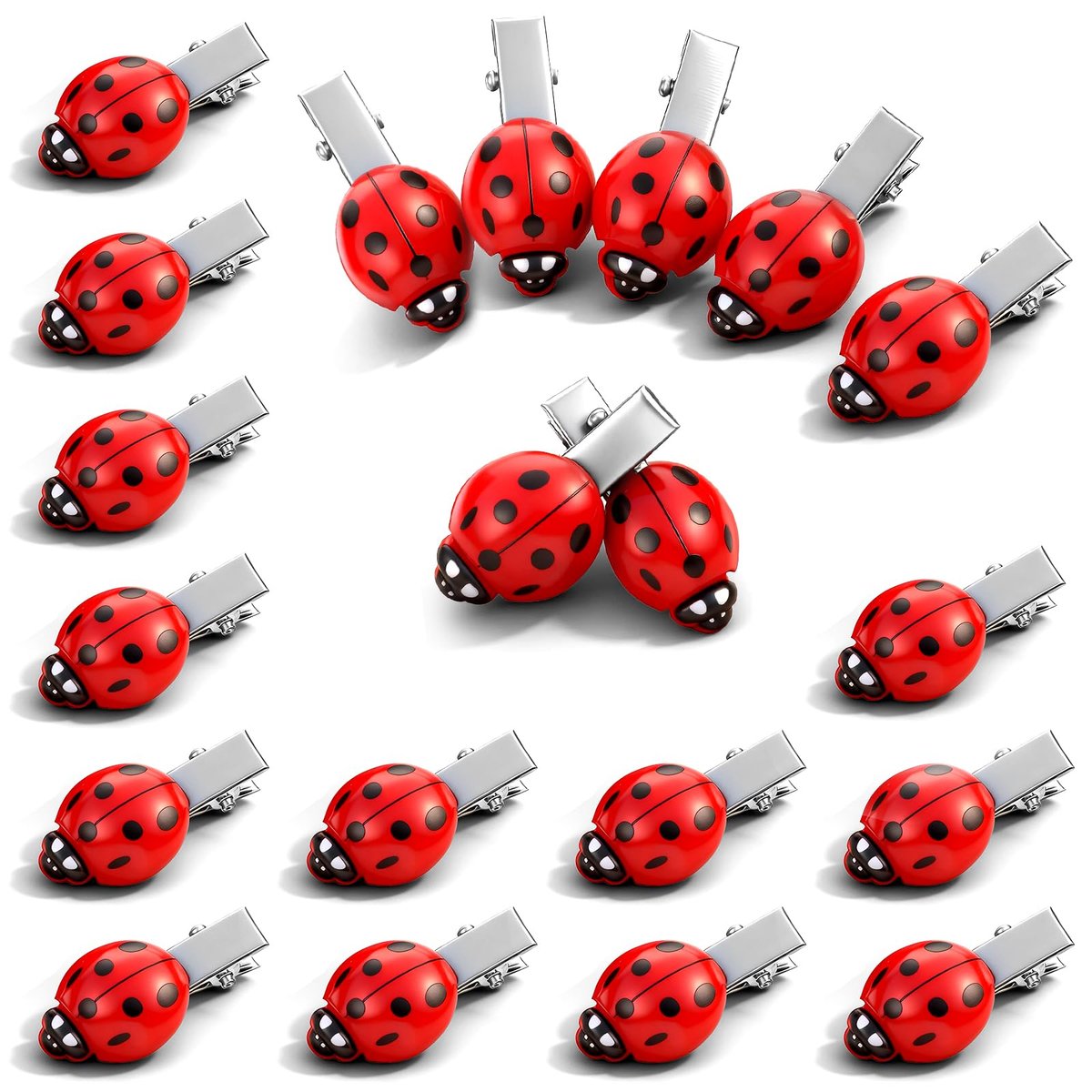 20 Pcs Ladybug Hair Clips – Cute Red Lady Bug Barrettes for Cosplay, Themed Parties & Everyday Fun - görsel 1