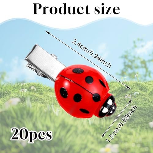 20 Pcs Ladybug Hair Clips – Cute Red Lady Bug Barrettes for Cosplay, Themed Parties & Everyday Fun - görsel 4