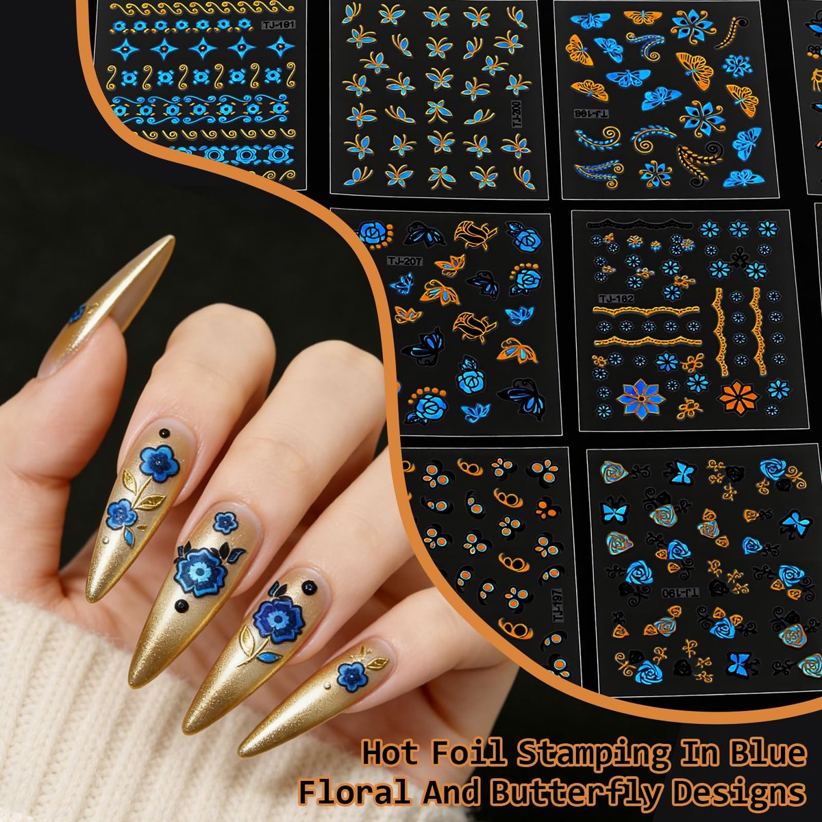 90 Sheets 3D Floral Nail Art Stickers - Self-Adhesive Vinyl Decals for Women & Girls - görsel 11