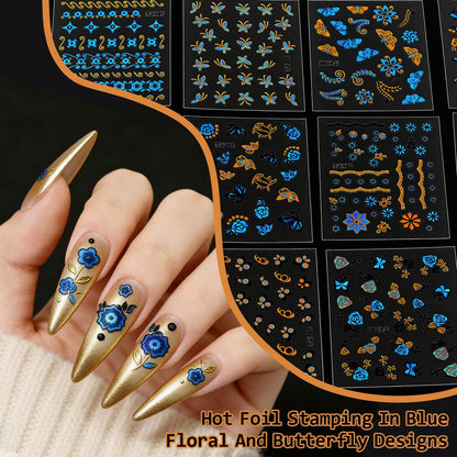 90 Sheets 3D Floral Nail Art Stickers - Self-Adhesive Vinyl Decals for Women & Girls