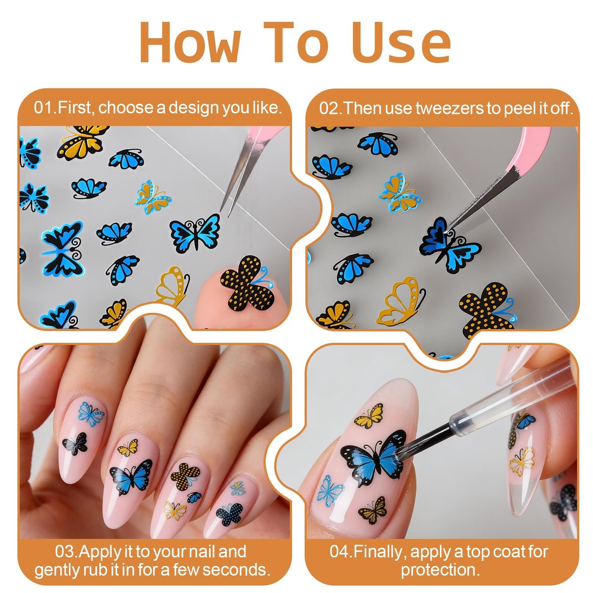 90 Sheets 3D Floral Nail Art Stickers - Self-Adhesive Vinyl Decals for Women & Girls - görsel 5