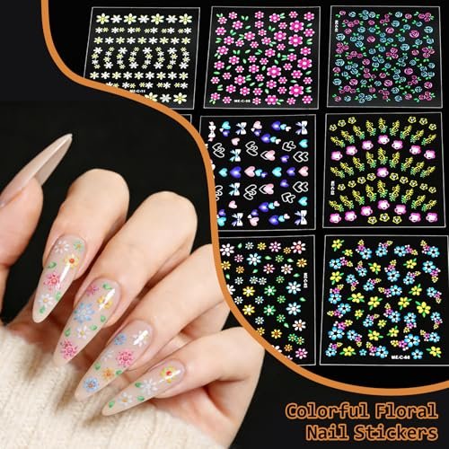 90 Sheets 3D Floral Nail Art Stickers - Self-Adhesive Vinyl Decals for Women & Girls - görsel 10