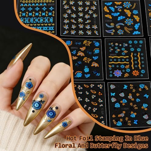 90 Sheets 3D Floral Nail Art Stickers - Self-Adhesive Vinyl Decals for Women & Girls - görsel 12