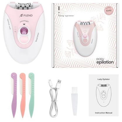 Smooth Glide Epilator for Women – 2 Speeds, 36 Tweezers, LED Light & Massage Pad, Rechargeable Facial Hair Removal Device for Bikini, Arms, Legs, and Face Avelisse