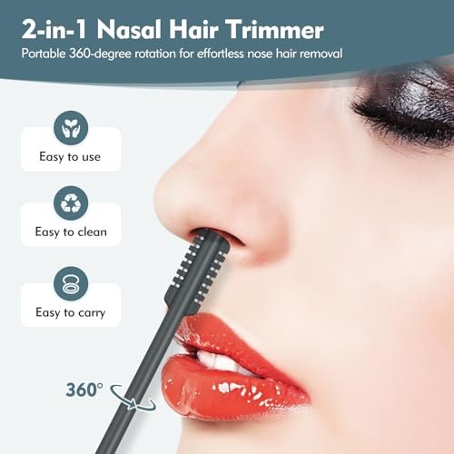 MIVZO 5-Pack 2-in-1 Nasal Hair Cutter – Double-Sided Manual Nose Hair Trimmer with Soft Cleaning Brush for Women and Men (Gray) - görsel 6