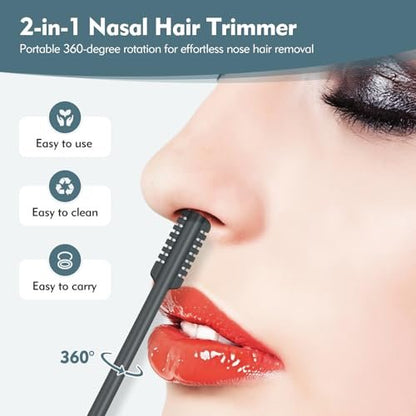 MIVZO 5-Pack 2-in-1 Nasal Hair Cutter – Double-Sided Manual Nose Hair Trimmer with Soft Cleaning Brush for Women and Men (Gray)
