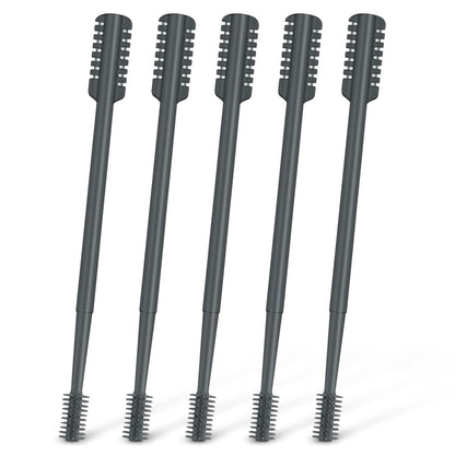 MIVZO 5-Pack 2-in-1 Nasal Hair Cutter – Double-Sided Manual Nose Hair Trimmer with Soft Cleaning Brush for Women and Men (Gray)