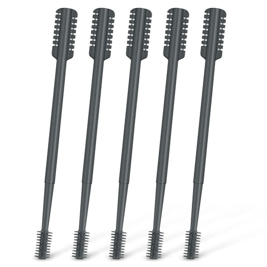MIVZO 5-Pack 2-in-1 Nasal Hair Cutter – Double-Sided Manual Nose Hair Trimmer with Soft Cleaning Brush for Women and Men (Gray)