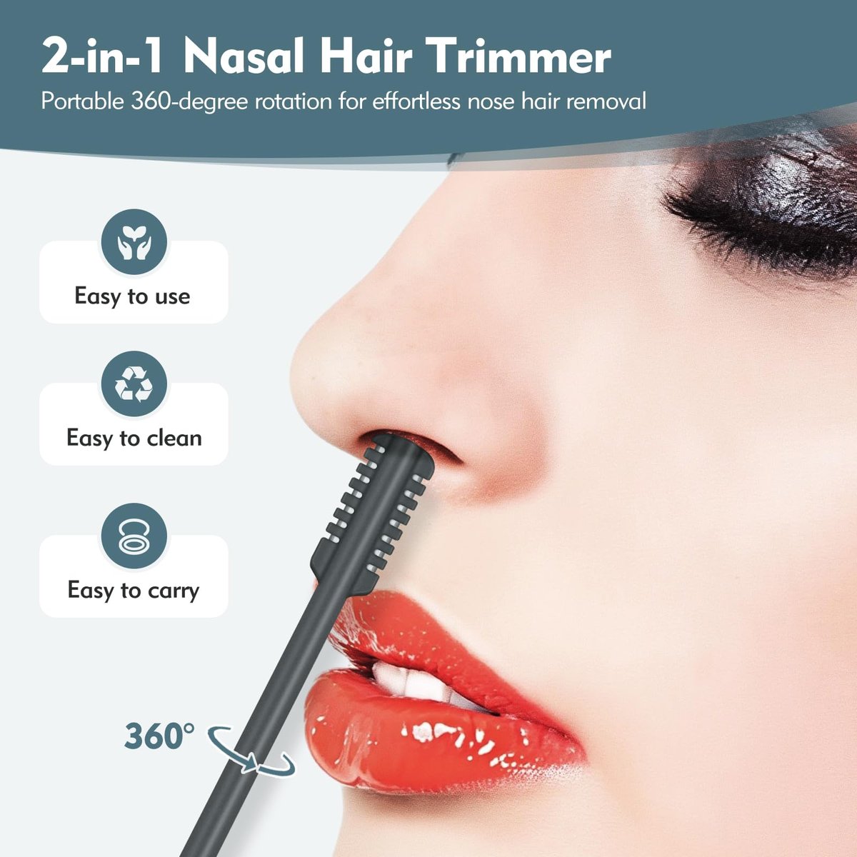 MIVZO 5-Pack 2-in-1 Nasal Hair Cutter – Double-Sided Manual Nose Hair Trimmer with Soft Cleaning Brush for Women and Men (Gray) - görsel 5