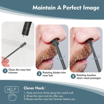 MIVZO 5-Pack 2-in-1 Nasal Hair Cutter – Double-Sided Manual Nose Hair Trimmer with Soft Cleaning Brush for Women and Men (Gray)