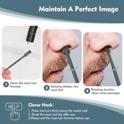 MIVZO 5-Pack 2-in-1 Nasal Hair Cutter – Double-Sided Manual Nose Hair Trimmer with Soft Cleaning Brush for Women and Men (Gray)