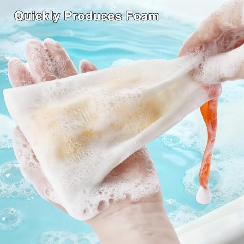 10-Pack Exfoliating Mesh Soap Saver Bags with Drawstring for Body and Facial Cleaning - görsel 10