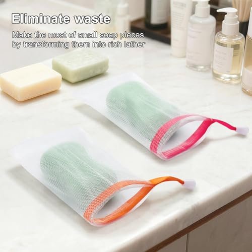 10-Pack Exfoliating Mesh Soap Saver Bags with Drawstring for Body and Facial Cleaning - görsel 8