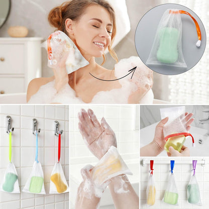 10-Pack Exfoliating Mesh Soap Saver Bags with Drawstring for Body and Facial Cleaning